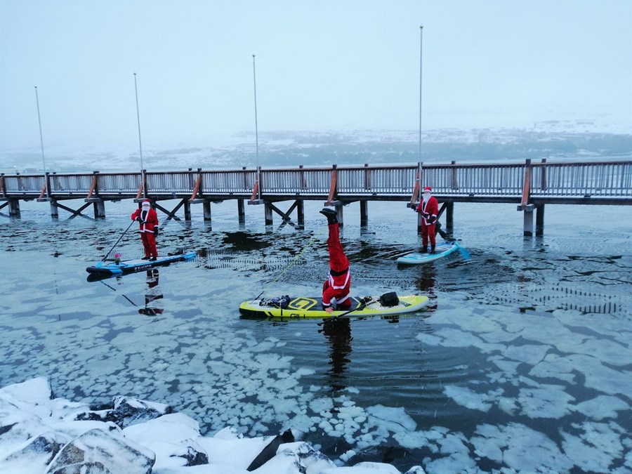 Þessir hressu jólasveinar brugðu á leik á Akureyri á dögunum