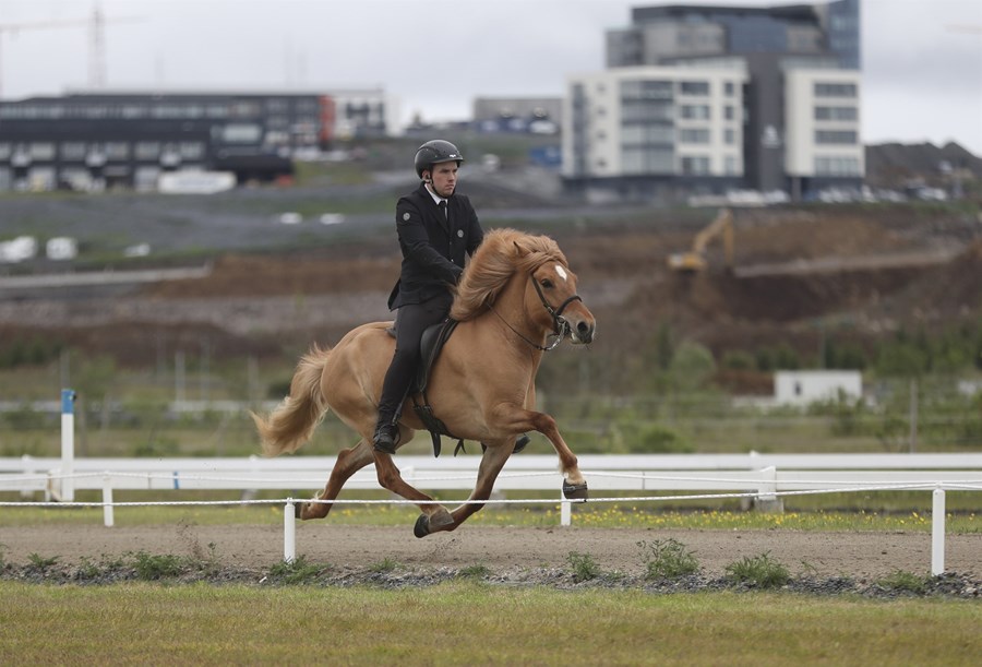 Væta frá Leirulæk hlaut 10 fyrir skeið. Knapi Þorgeir Ólafsson.